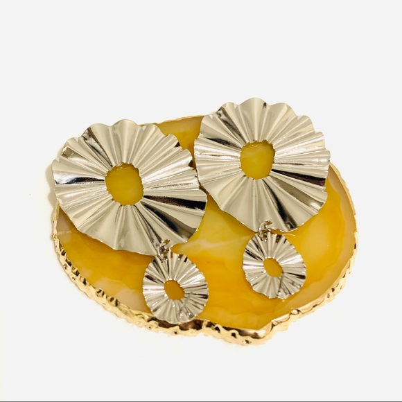 🌺silver leaf Punk hanging statement earring - Picture 8 of 12